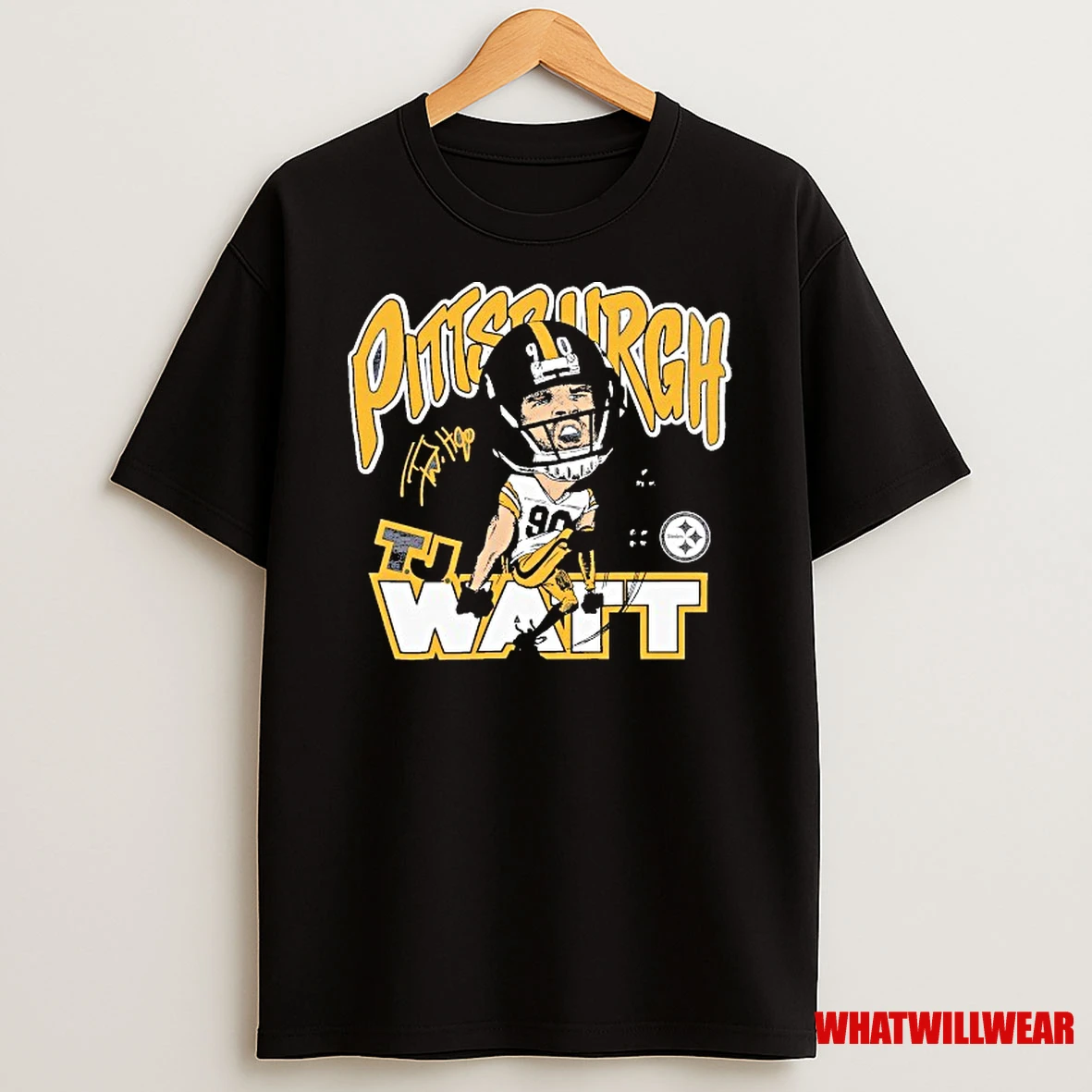 T J Watt Pittsburgh Steelers Caricature Player Graphic Tri Blend Shirts