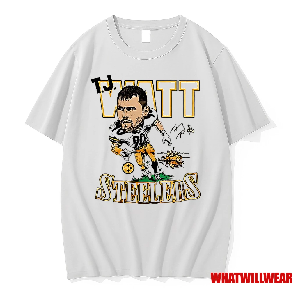 T J Watt Pittsburgh Steelers Football Caricature Player Graphic Signature Shirts