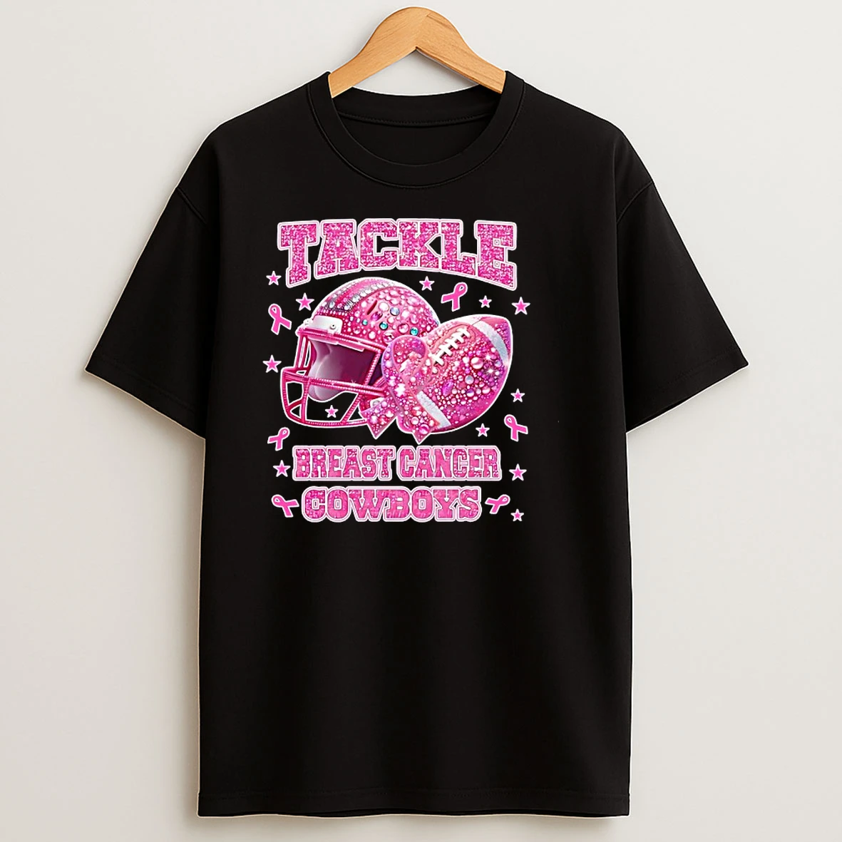 Tackle Breast Cancer Cowboys Pink Ribbons T Shirts