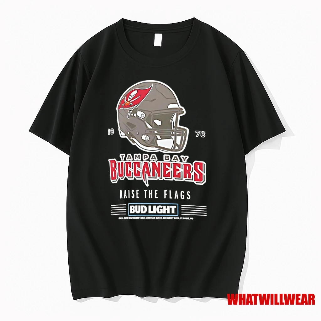 Tampa Bay Buccaneers Bud Light 1976 Raise The Flags Football Helmet Shirts