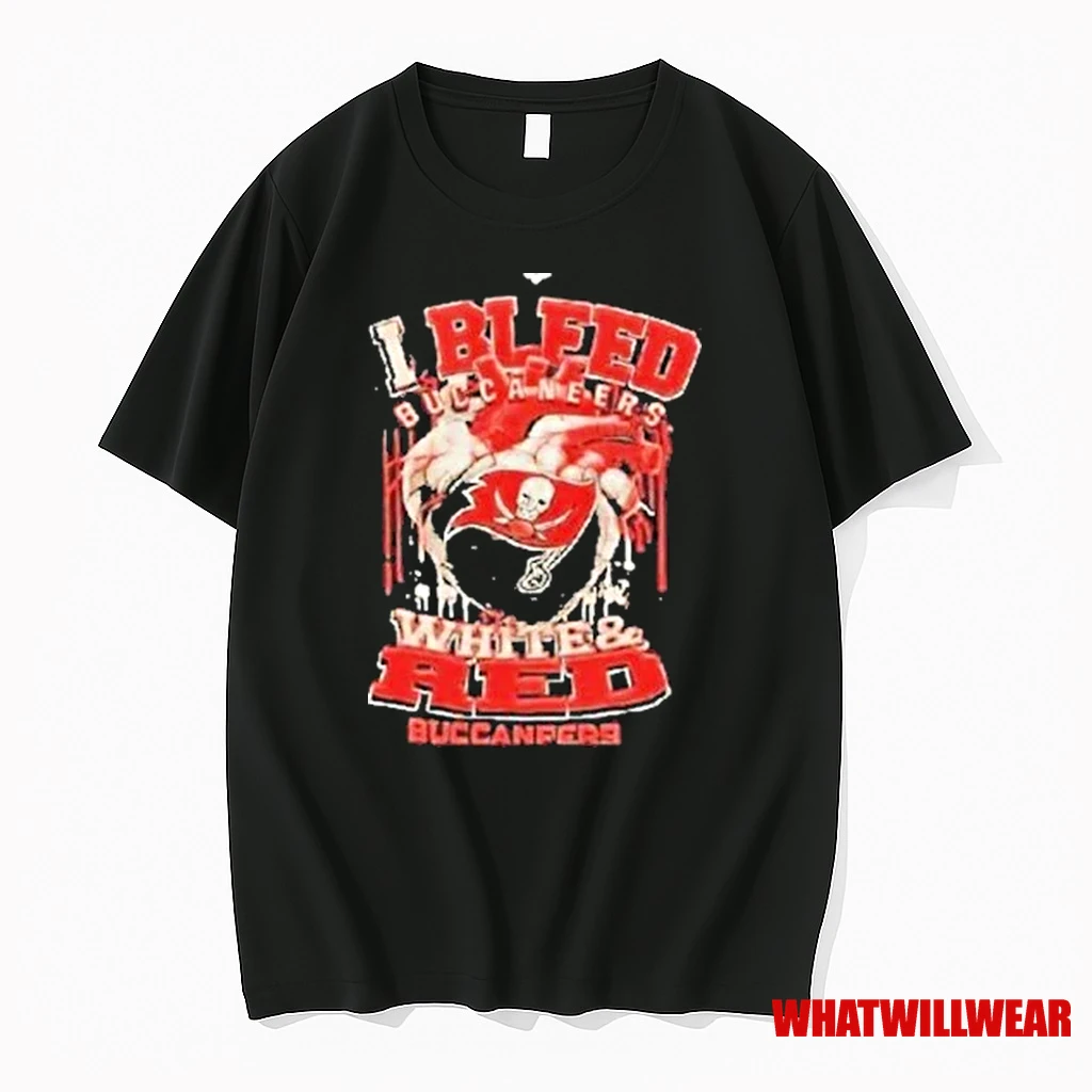 Tampa Bay Buccaneers I Bleed Buccaneers White Red Logo Shirts