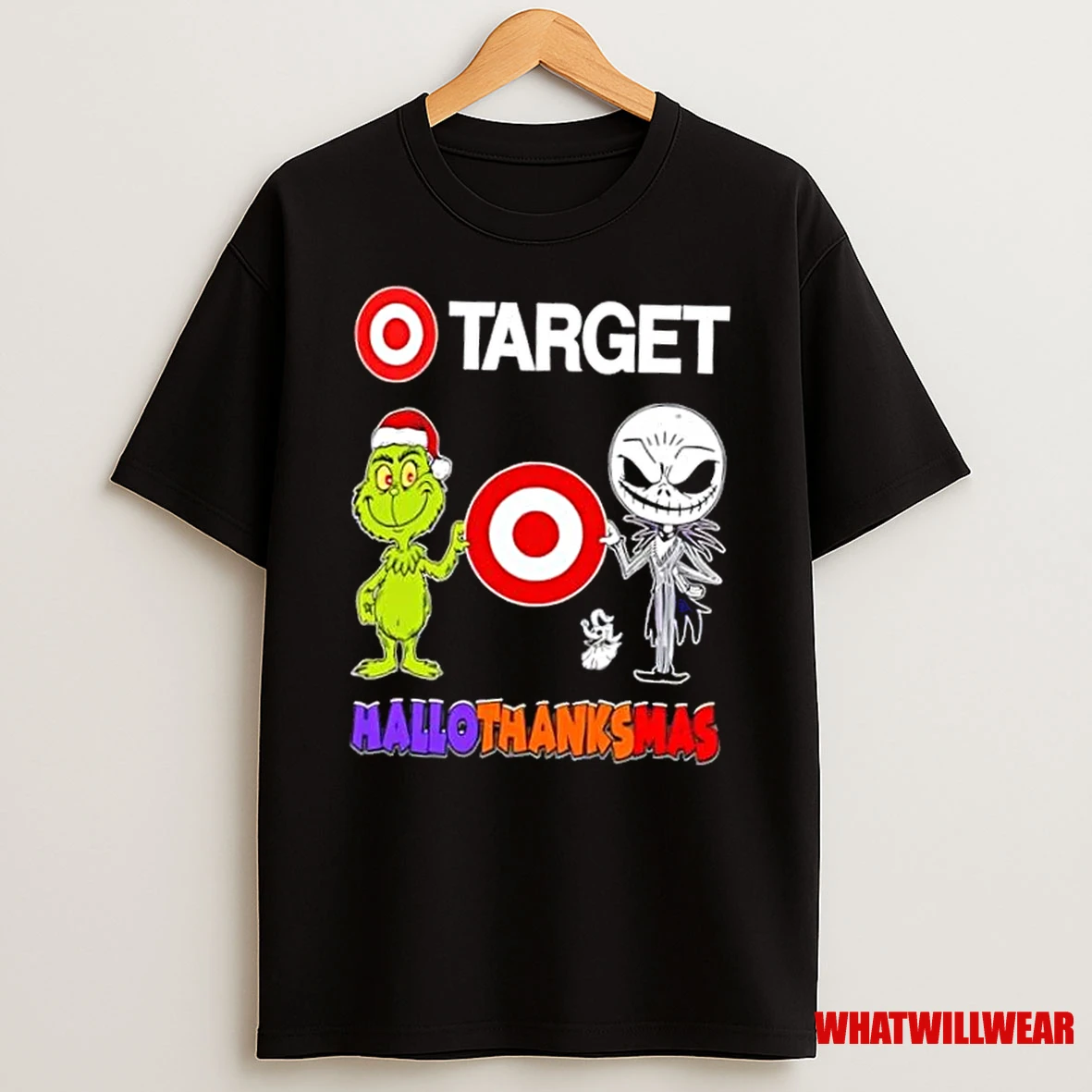 Target X Grinch And Jack Skellington Friends Fist Bump Happy Hallothanksmas Shirts