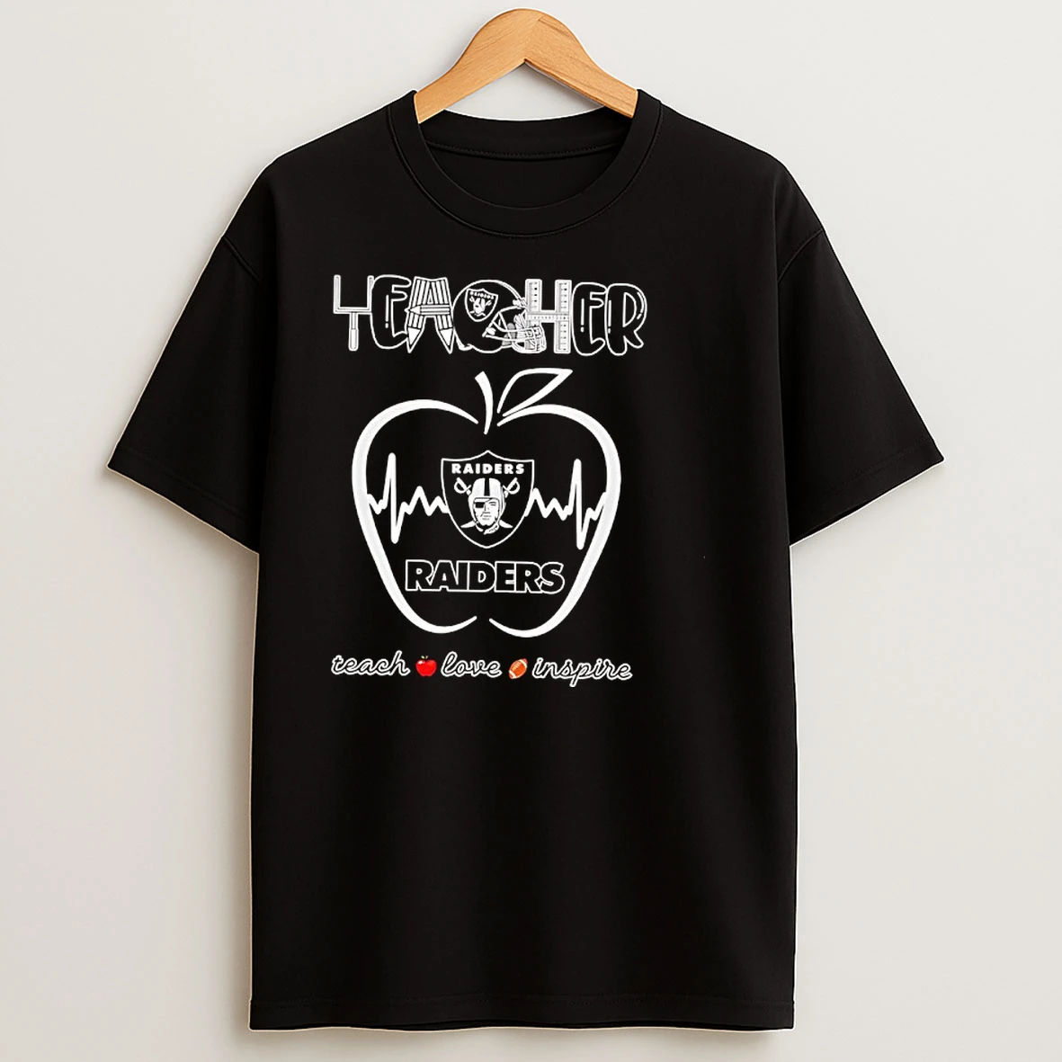 Teacher Las Vegas Raiders Teach Love Inspire T Shirts