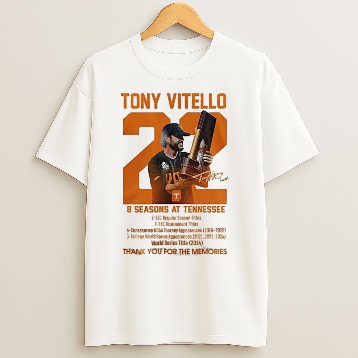 Tennessee Volunteers Thank You Coach Vitello 8 Season At Tennessee T Shirts