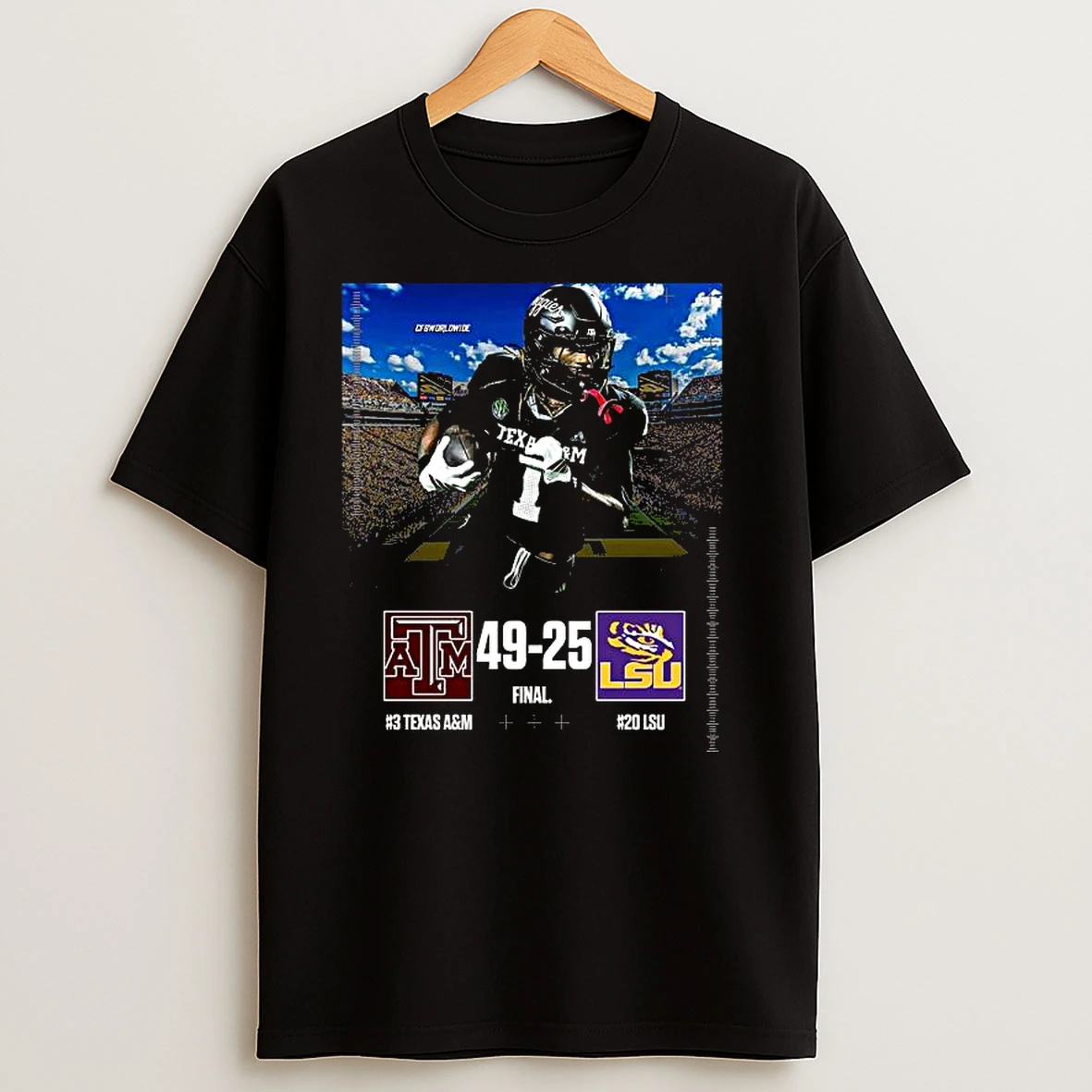 Texas Am Wins 49 25 Lsu 2025 Gameday Football T Shirts