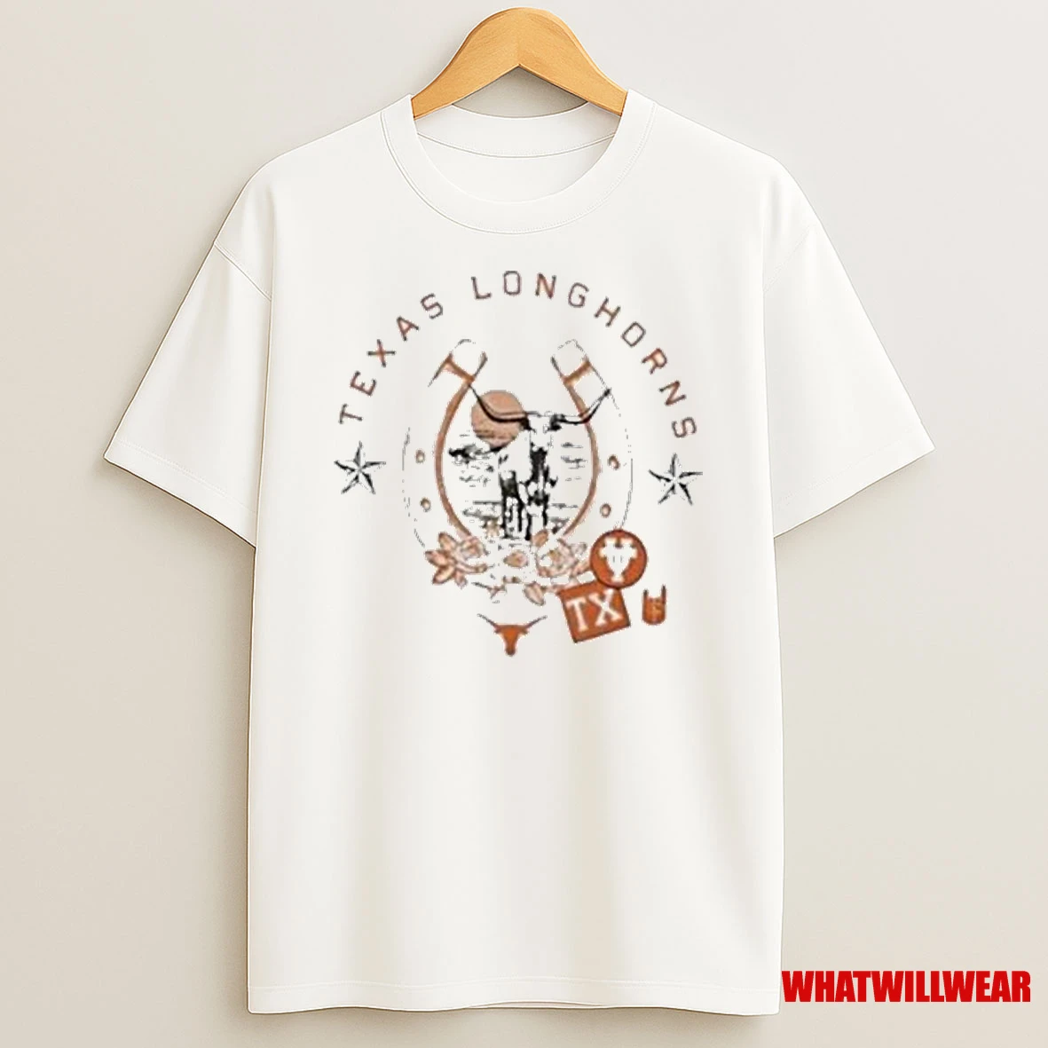 Texas Longhorns Bevo In Horseshoe African Buffalo Shirts