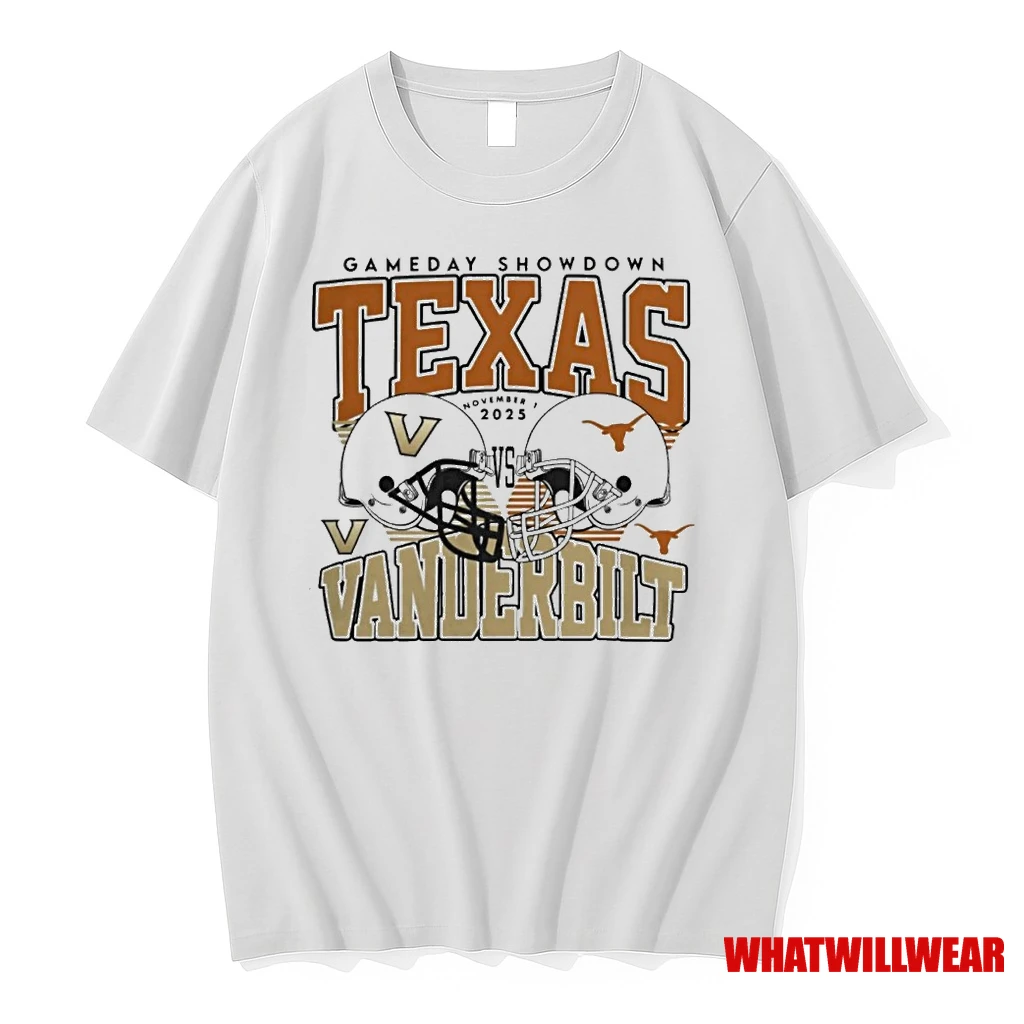 Texas Longhorns Football Vs Vanderbilt Commodores 2025 College Football Game Showdown Shirts