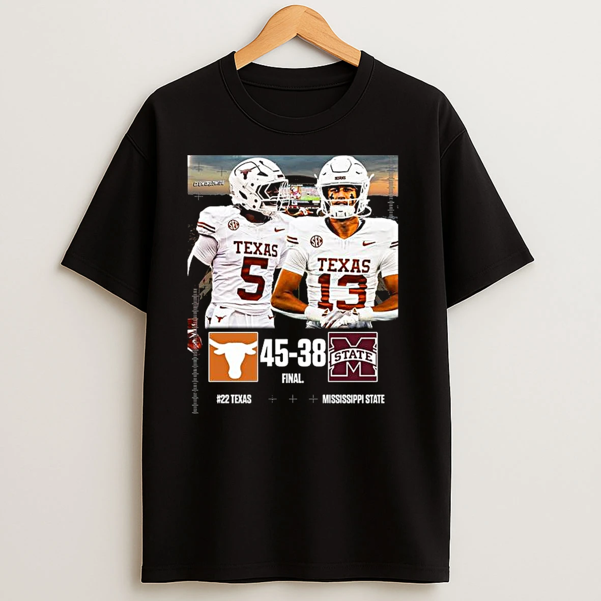 Texas Longhorns Wins 45 38 Mississippi State 2025 Gameday Football T Shirts