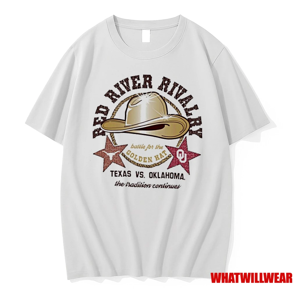 Texas Longhorns Vs Oklahoma Sooners Champion Red River Rivalry Golden Hat Match Up Shirts