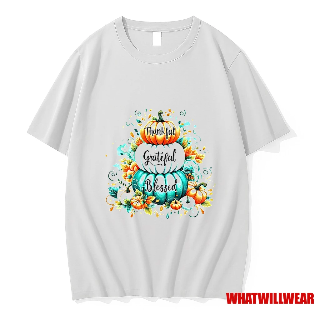 Thankful Grateful Blessed Thanksgiving Autumn Pumpkin Shirts