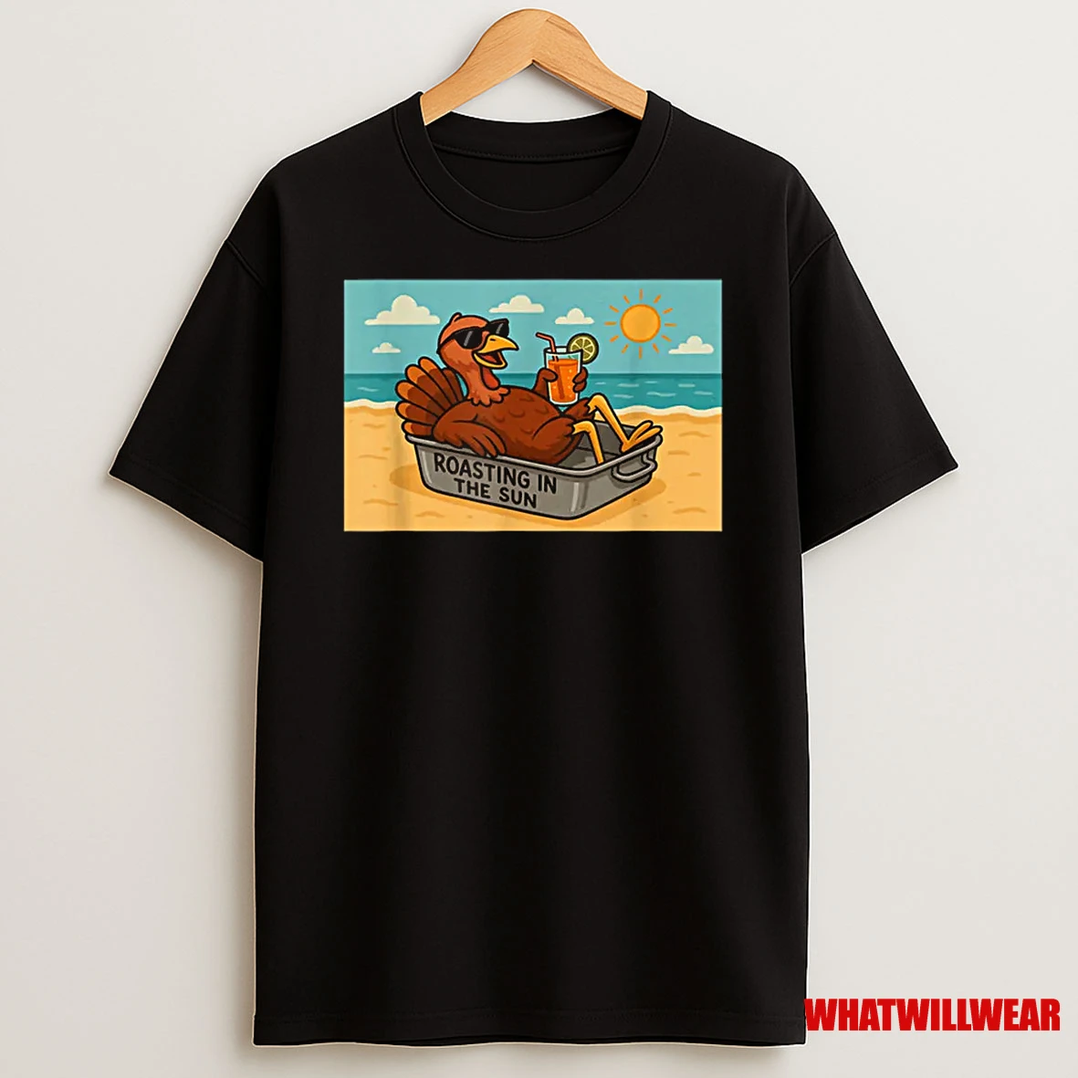 Thanksgiving Turkey Roasting Sun Beach Holiday Humor Shirts
