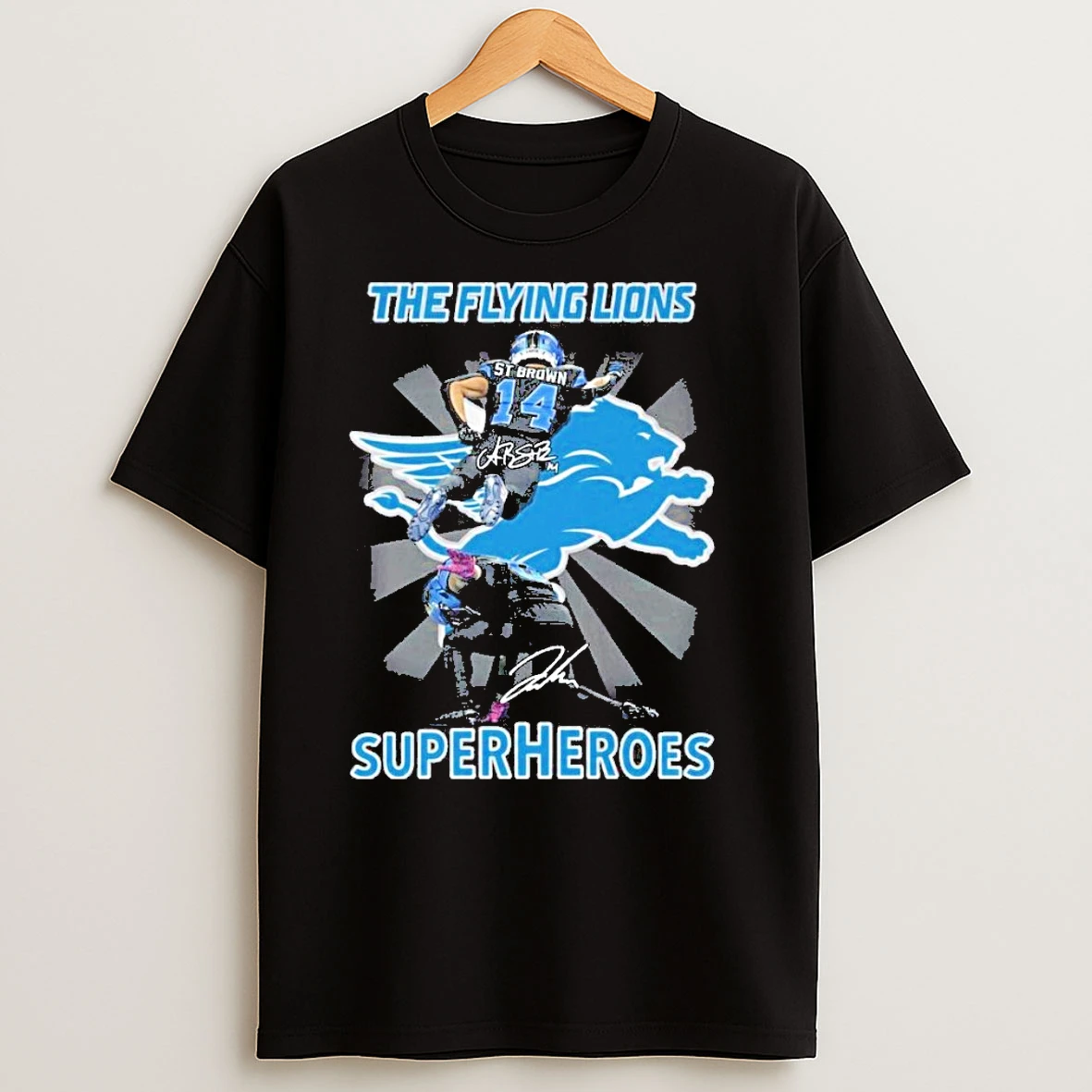 The Flying Lions Super Heroes Detroit Lions T Shirts