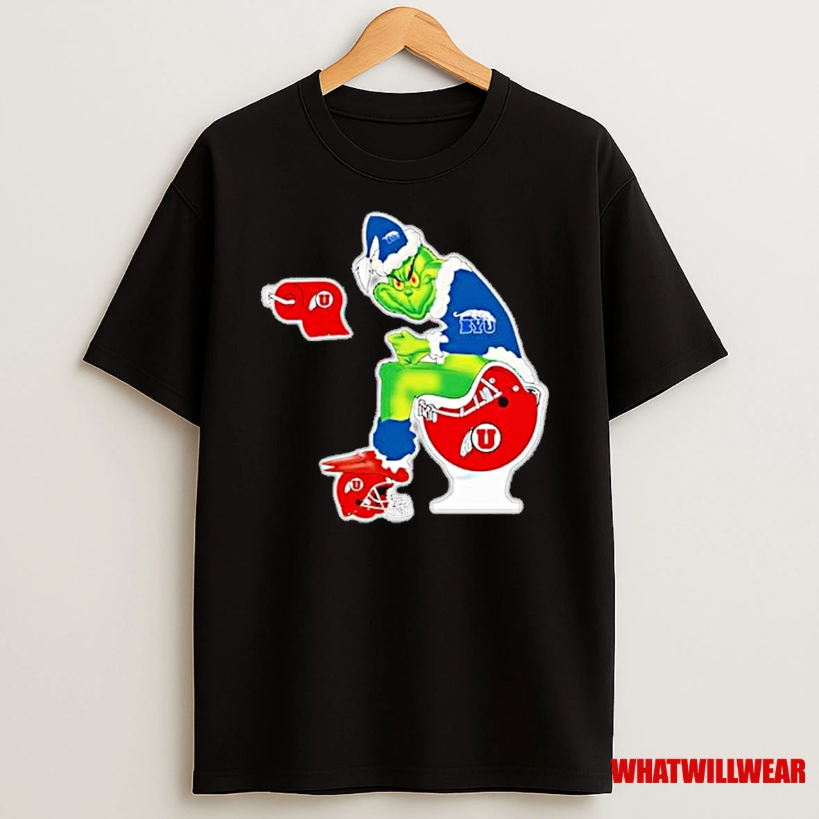 The Grinch Byu Cougars Sitting On Toilet Utah Utes Xmas Holiday Christmas Shirts