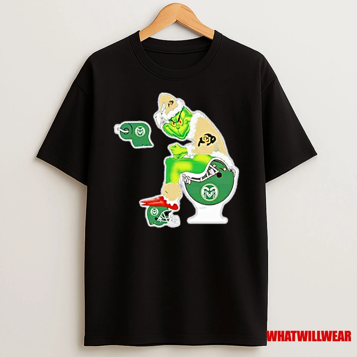The Grinch Colorado Buffaloes Sitting On Toilet Colorado State Rams Xmas Holiday Christmas Shirts