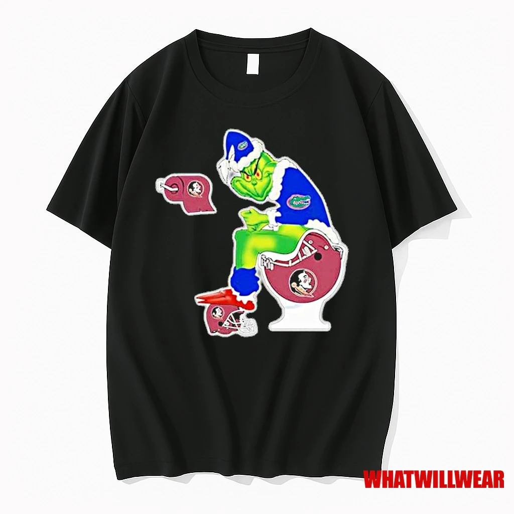 The Grinch Florida Gators Sitting On Toilet Florida State Seminoles Xmas Holiday Christmas Shirts