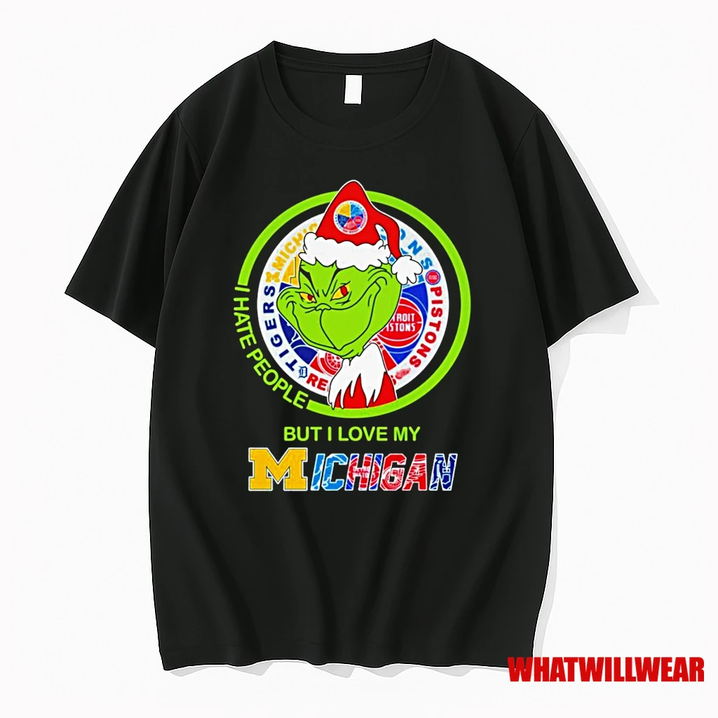 The Grinch I Hate People But I Love My Michigan Logo Shirts