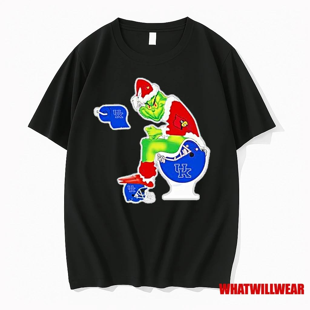 The Grinch Louisville Cardinals Sitting On Toilet Kentucky Wildcats Xmas Holiday Christmas Shirts