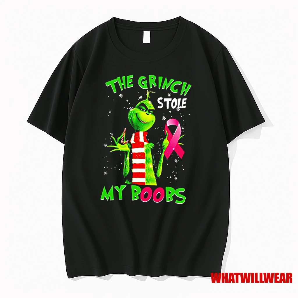 The Grinch Stole My Boobs The Grinch Breast Cancer Christmas Shirts