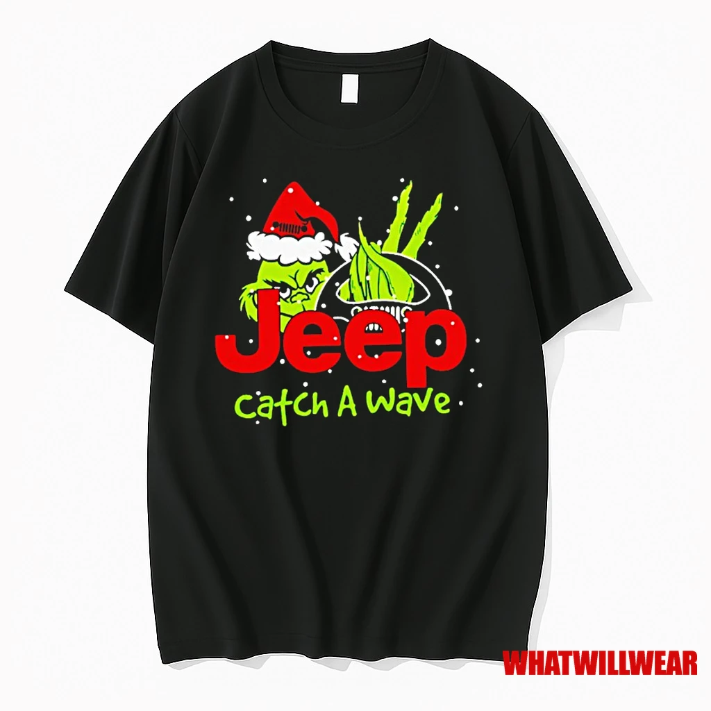 The Grinch Jeep Catch A Wave Christmas Shirts