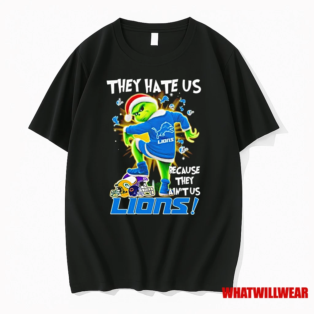 The Grinch Step On Packers Cubs And Vikings They Hate Us Because They Aint Us Detroit Lions Christmas Shirts