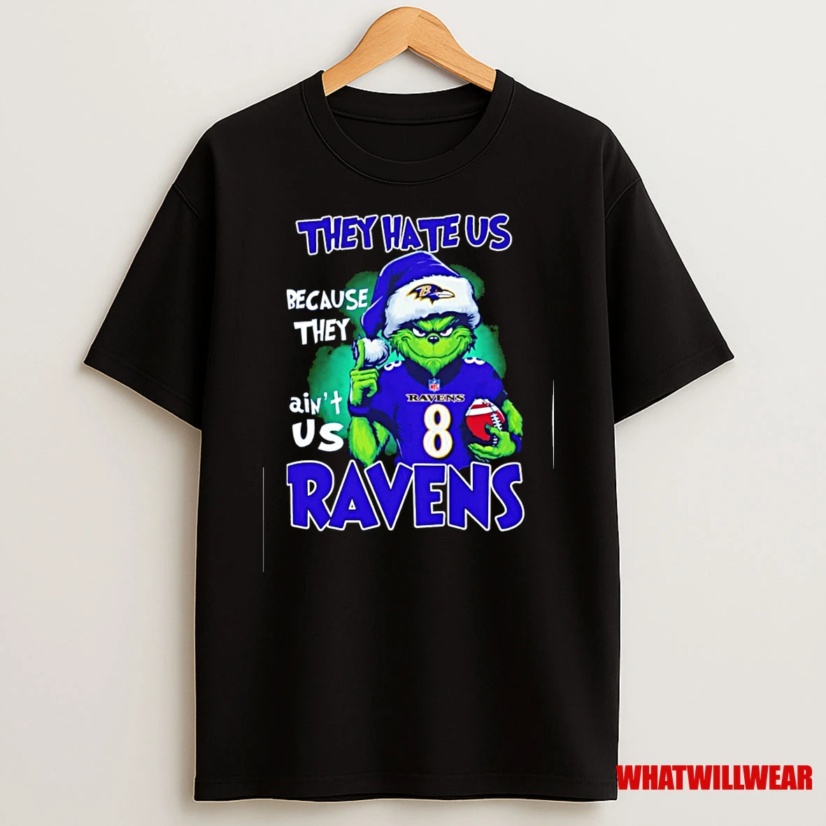 The Grinch They Hate Us Because They Aint Us Baltimore Ravens Christmas Shirts
