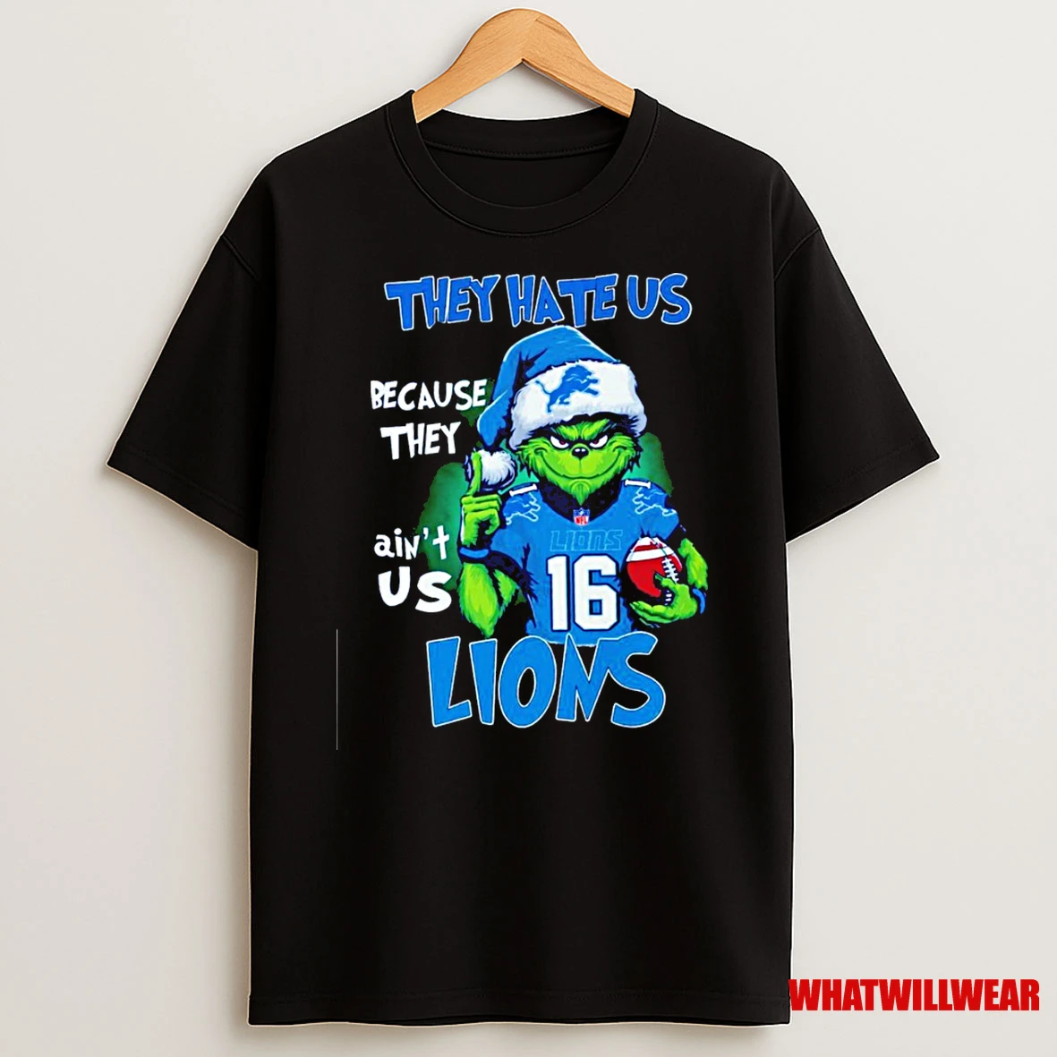 The Grinch They Hate Us Because They Aint Us Detroit Lions Christmas Shirts
