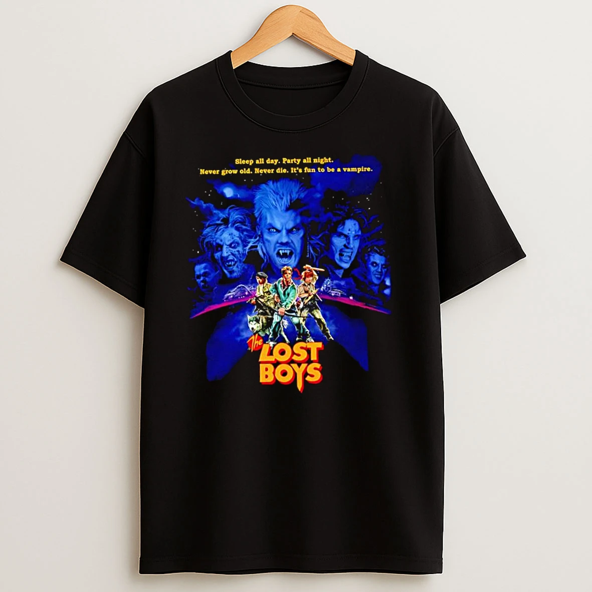 The Lost Boys Sleep All Day Party All Night Never Grow Old Never Die Its Fun To Be A Vampire Graphic T Shirts