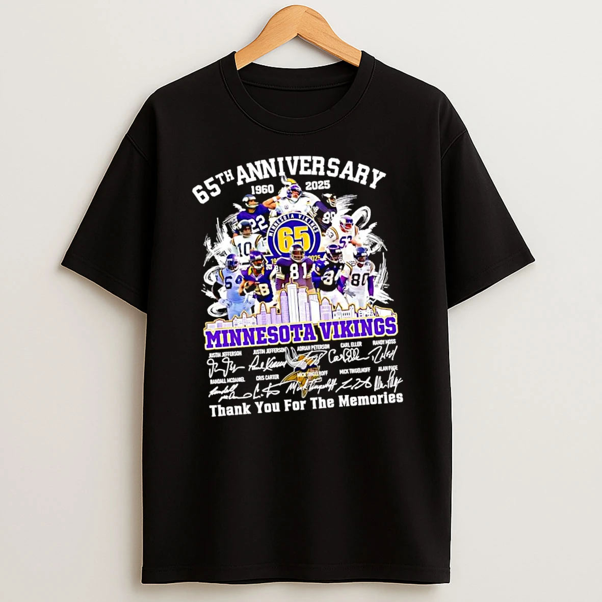 The Minnesota Vikings 65th Anniversary Thank You For The Memories Signatures All Players 1960 2025 Shirts