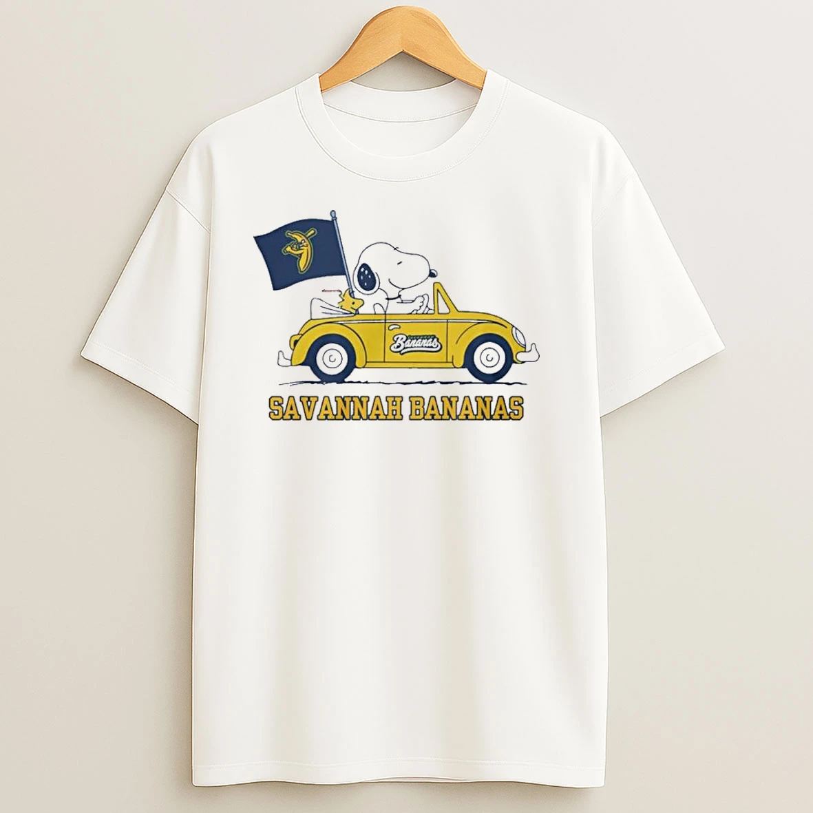 The Peanuts Snoopy And Woodstock On Car Savannah Bananas T Shirts