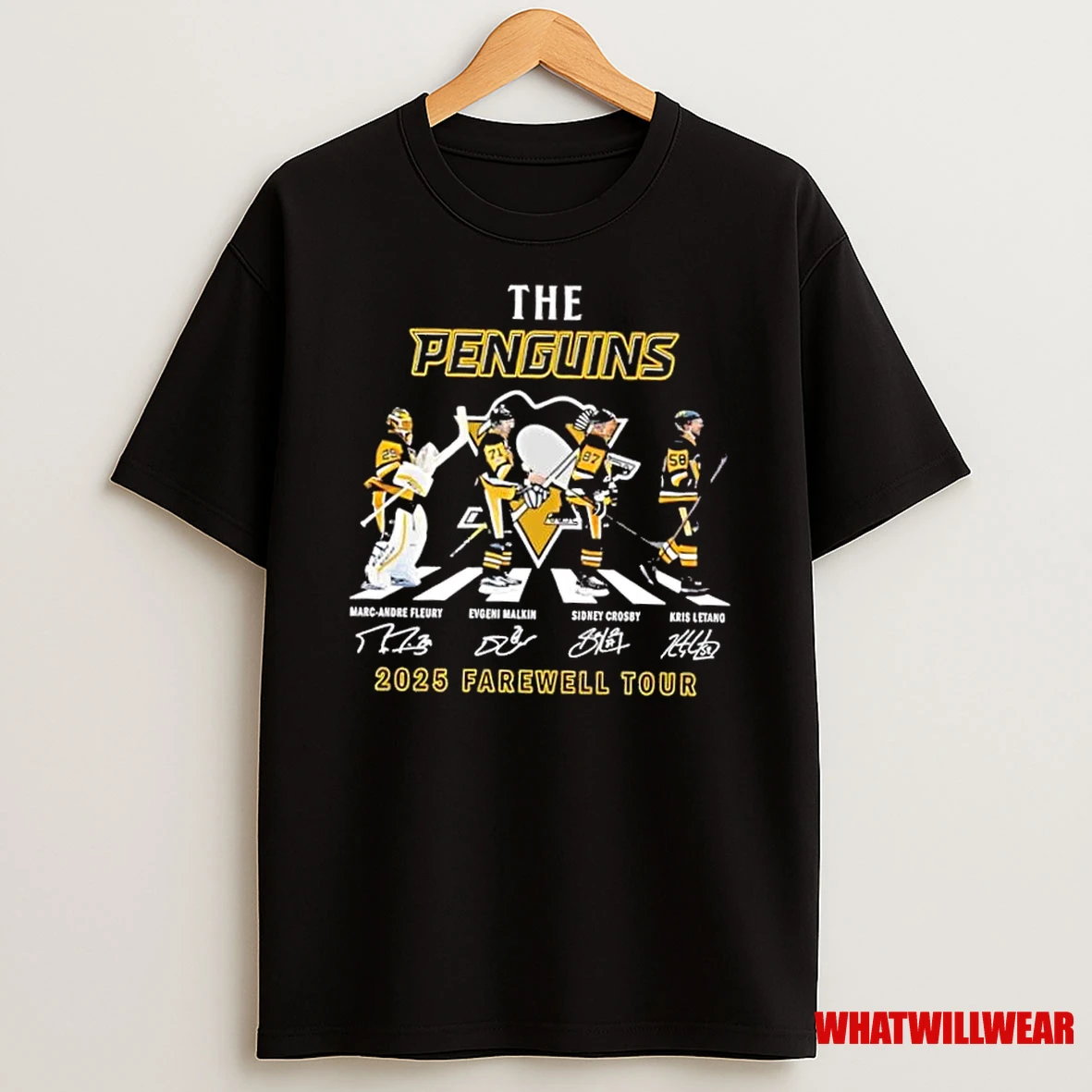 The Penguins 2025 Farewell Tour Marc Andre Fleury Evgeni Malkin Sidney Crosby Kris Letang Abbey Road Shirts