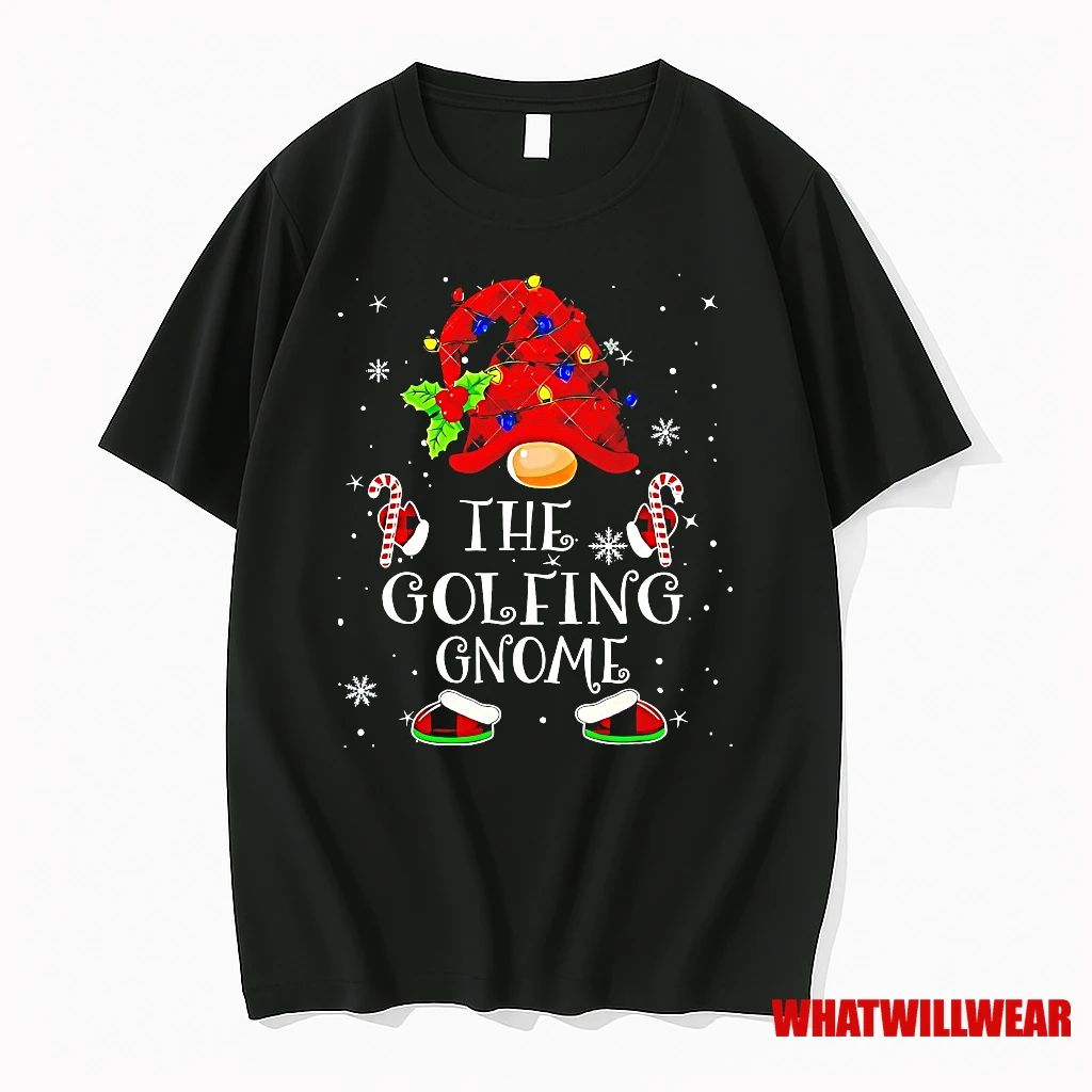 The Golfing Gnome Christmas Lights Candy Cane Shirts