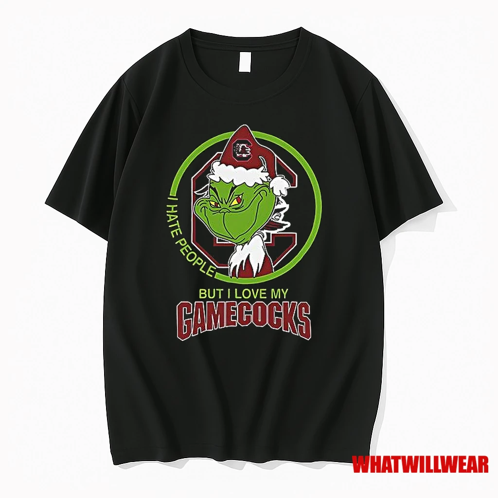 The Grinch I Hate People But I Love My South Carolina Gamecocks Football Logo Shirts