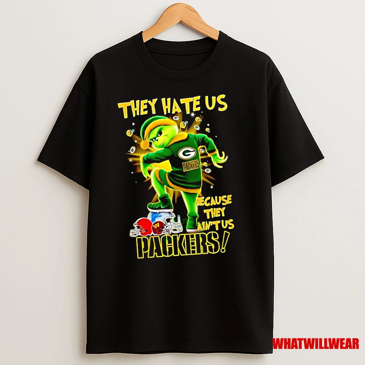 They Hate Us Because They Aint Us Green Bay Packers Grinch Lions Commanders Browns Nfl Teams Shirts