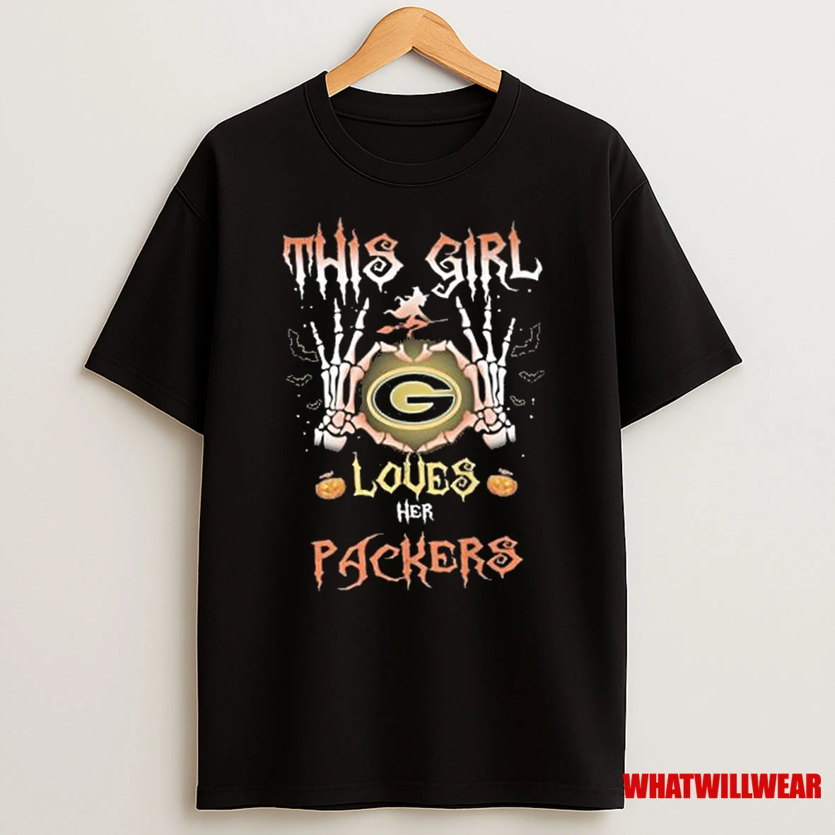 This Girl Loves Her Green Bay Packers Skeleton Halloween Shirts