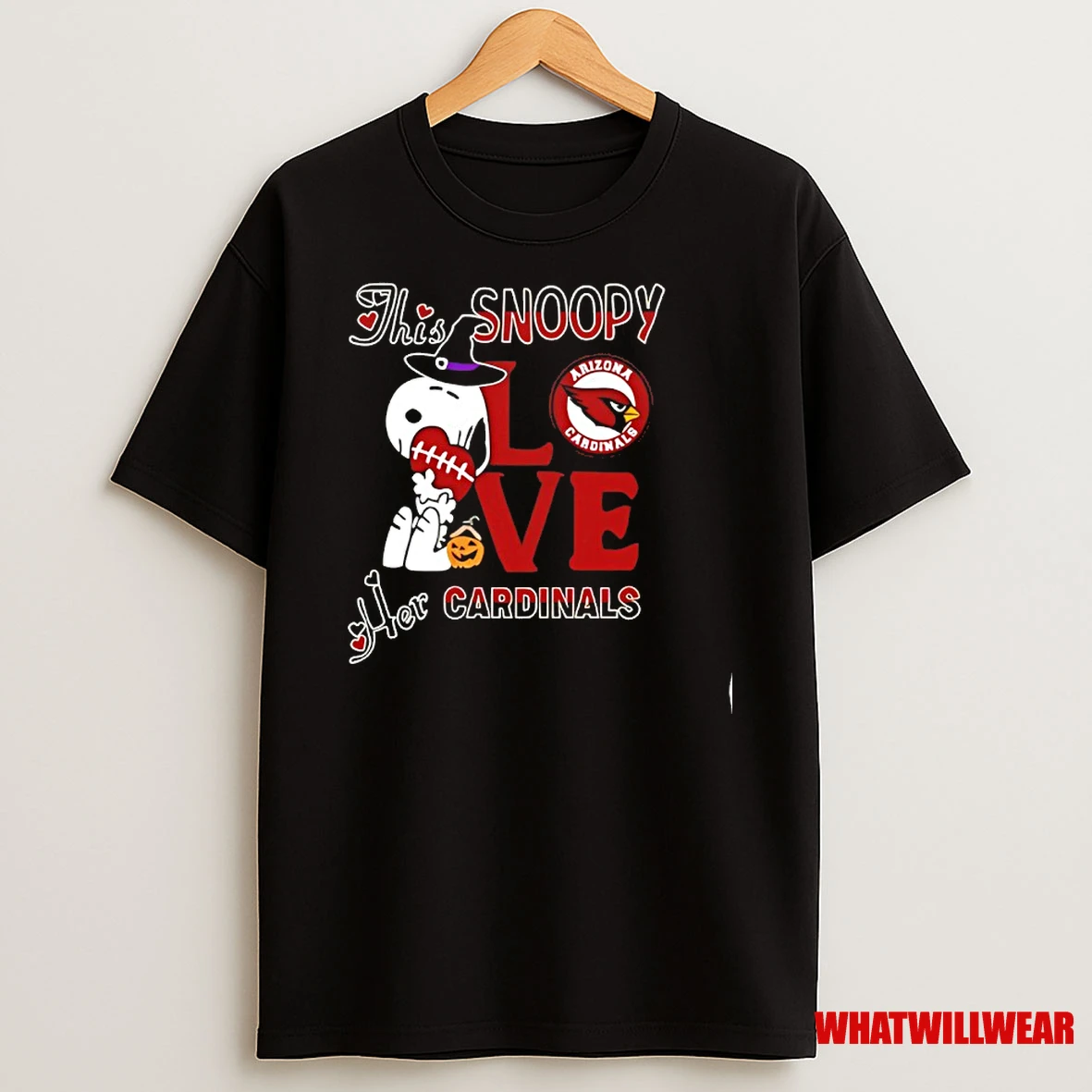 This Snoopy Love Her Arizona Cardinals Mlb Happy Halloween Shirts