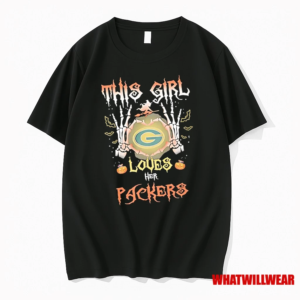 This Girl Loves Her Green Bay Packers Skeleton Hands Shirts