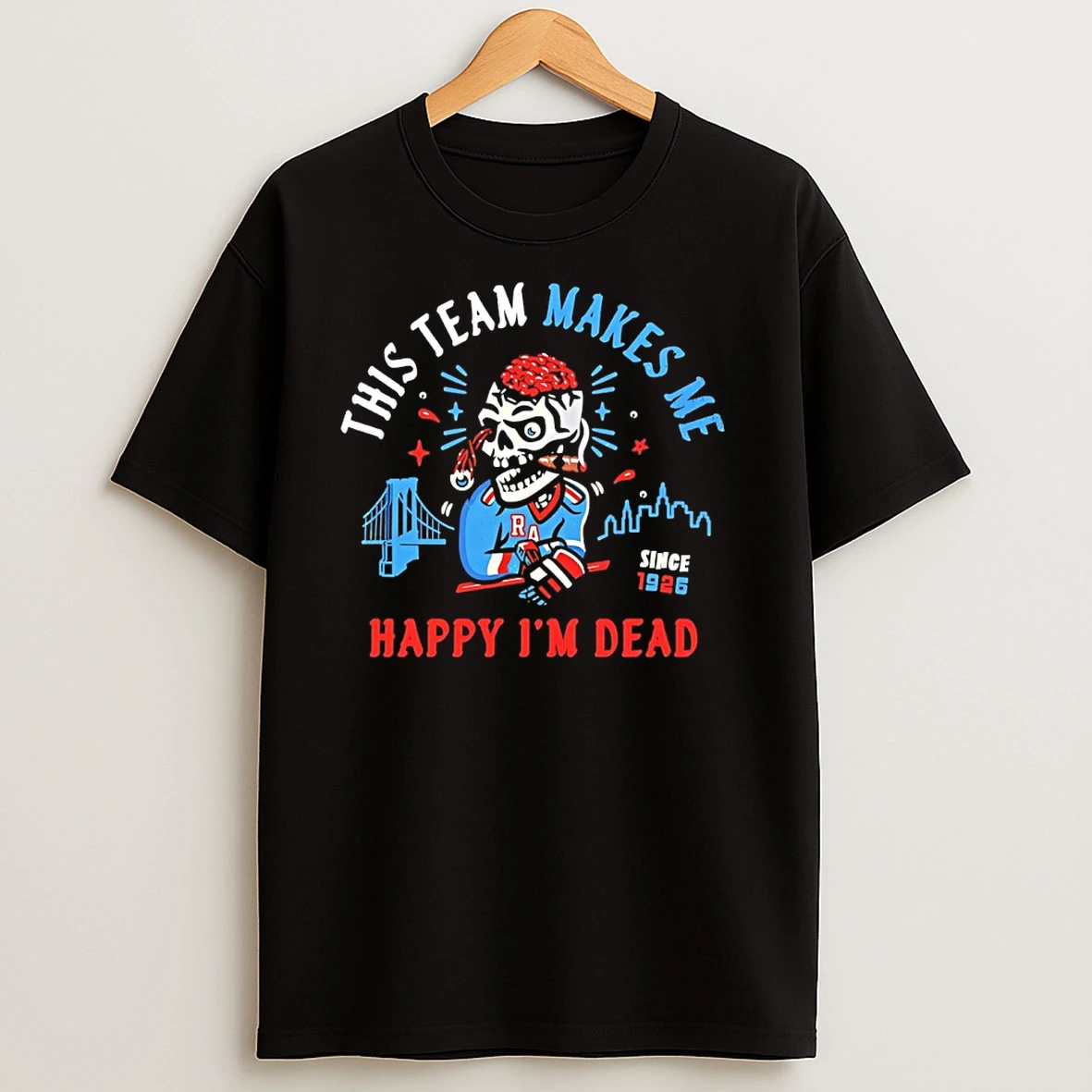 This Team Makes Me Happy Im Dead Since 1926 Skull Cigar Hockey T Shirts