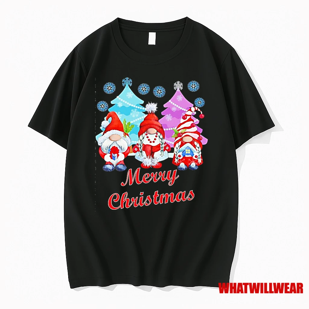 Three Christmas Gnomes With Trees And Snowflakes Merry Christmas Shirts