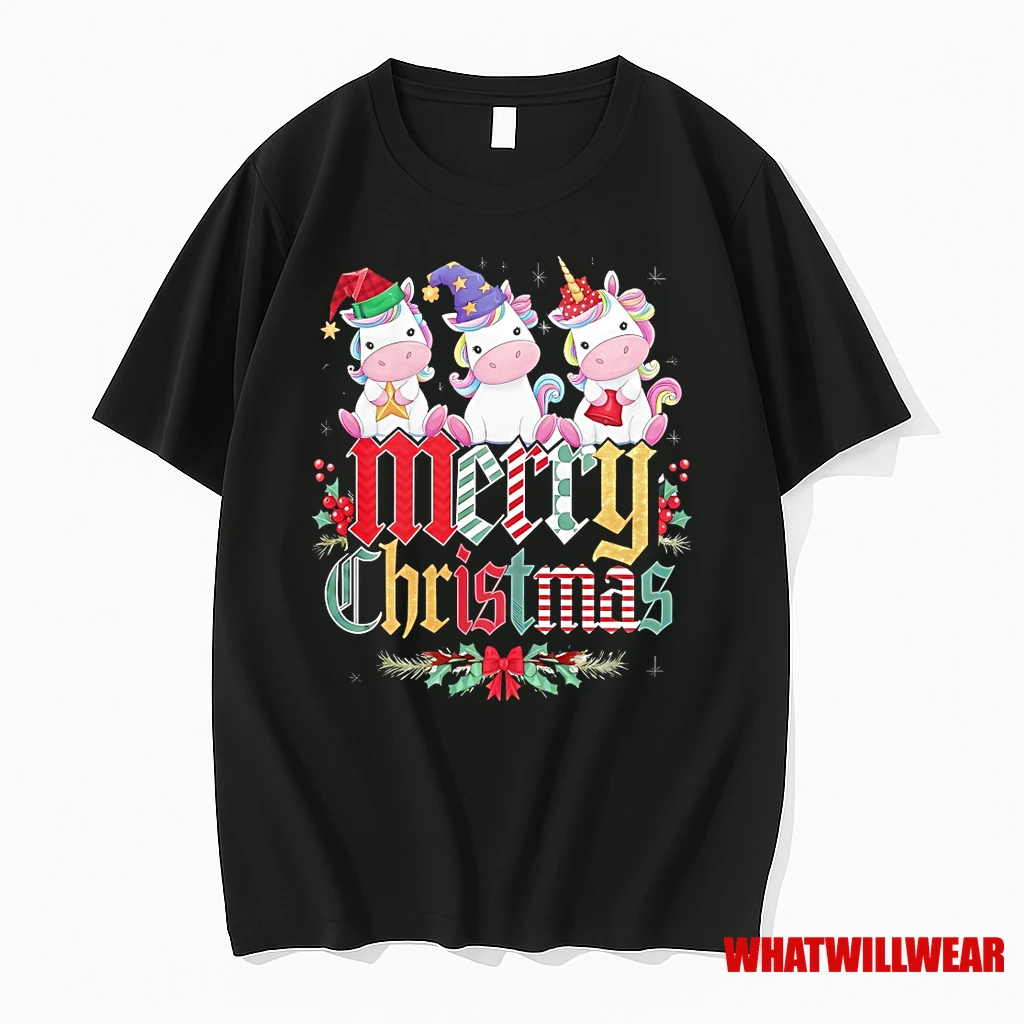 Three Cute Unicorns Merry Christmas Festive Shirts