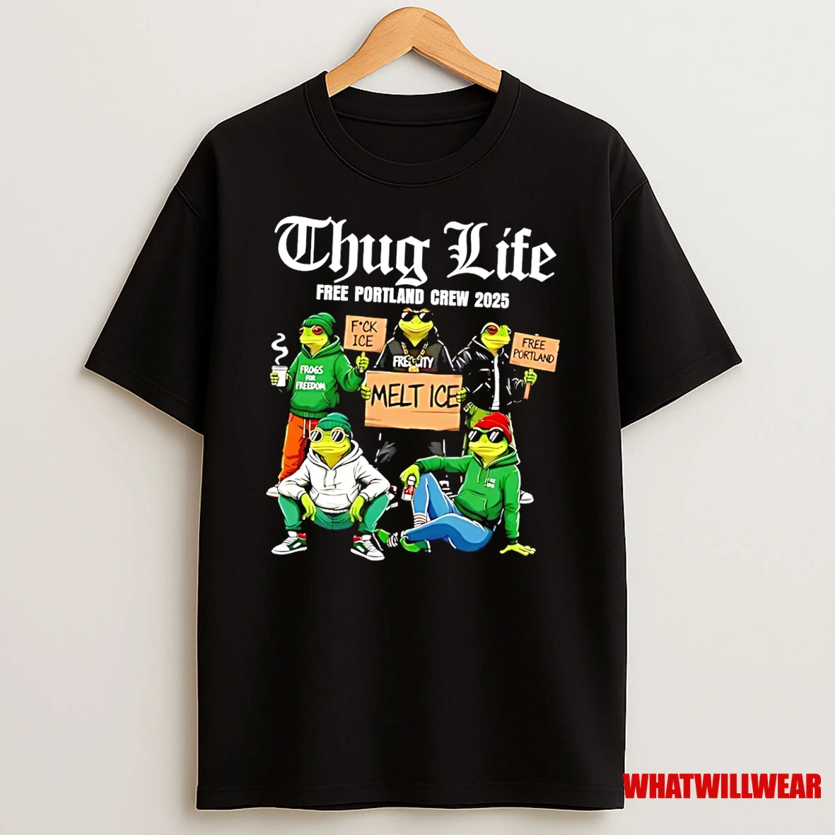 Thug Life Free Portland Crew 2025 Melt Ice Fck Ice Free Portland Frogs Shirts
