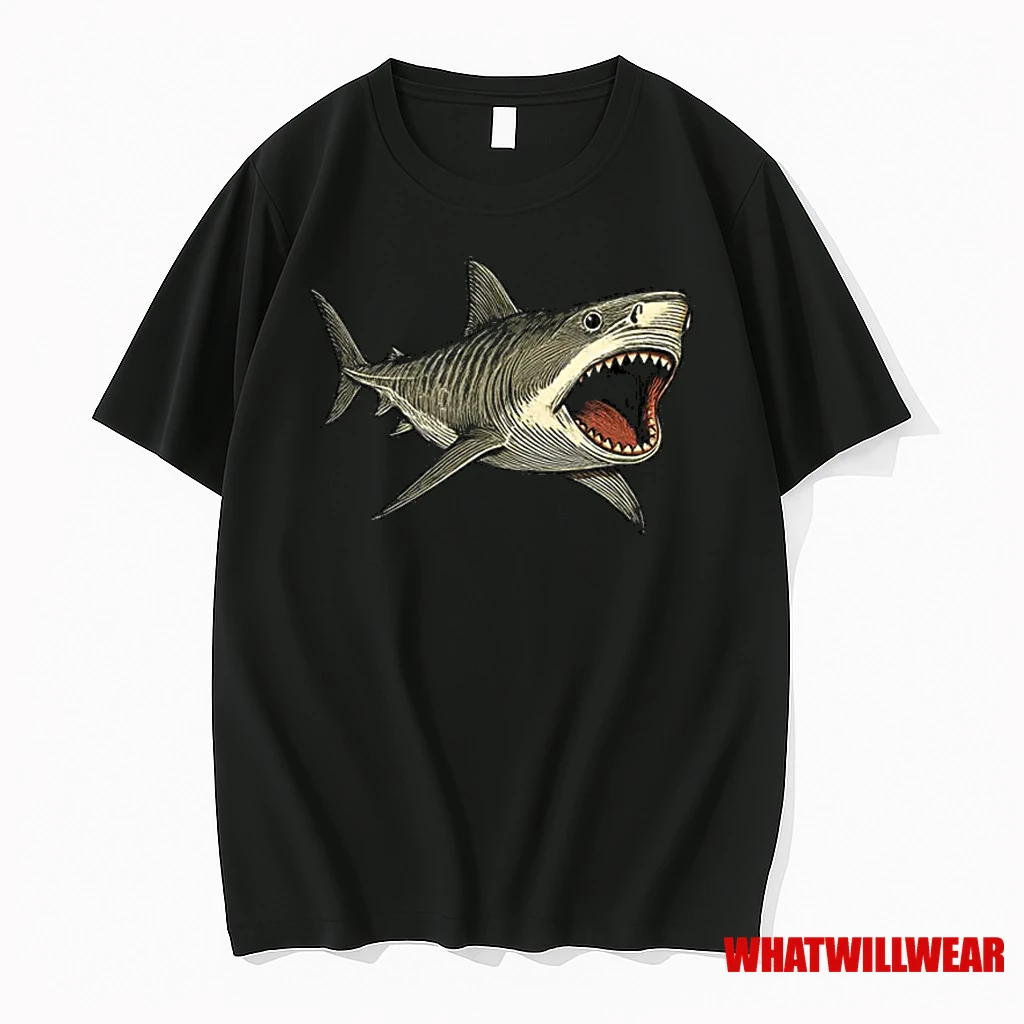 Tiger Shark With Open Mouth Ocean Shirts