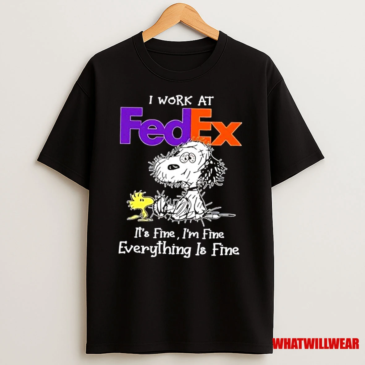 Tired Snoopy I Work At Fedex Its Fine Im Fine Everything Is Fine Shirts