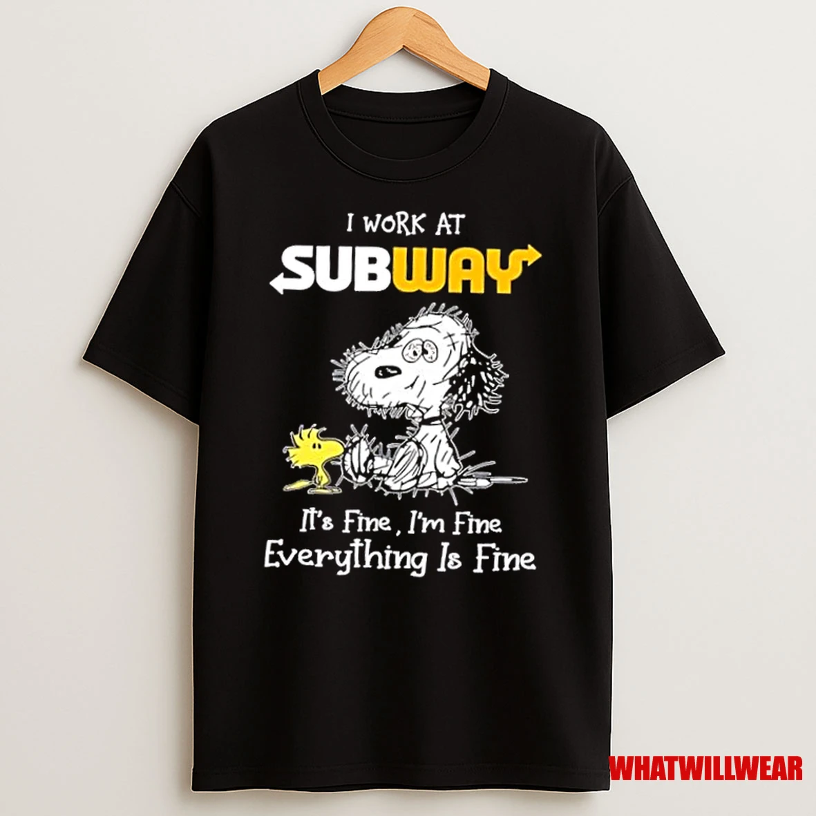 Tired Snoopy I Work At Subway Its Fine Im Fine Everything Is Fine Shirts