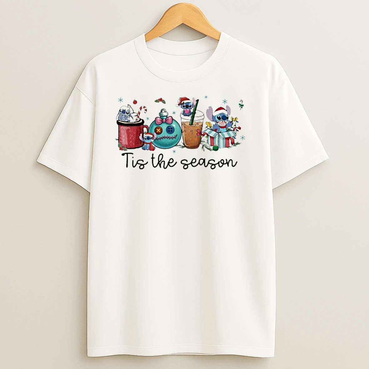 Tis The Season Santa Stich Cooffe T Shirts