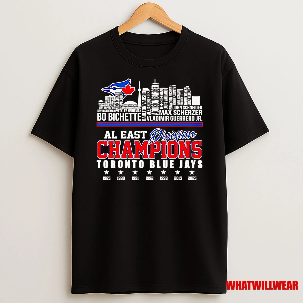 Toronto Blue Jays 2025 Al East Division Champions Players Names Skyline Shirts