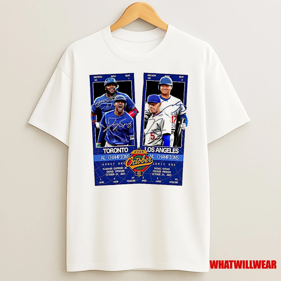 Toronto Blue Jays Vs Los Angeles Dodgers Mlb World Series 2025 Ticket Matchup Signature Shirts
