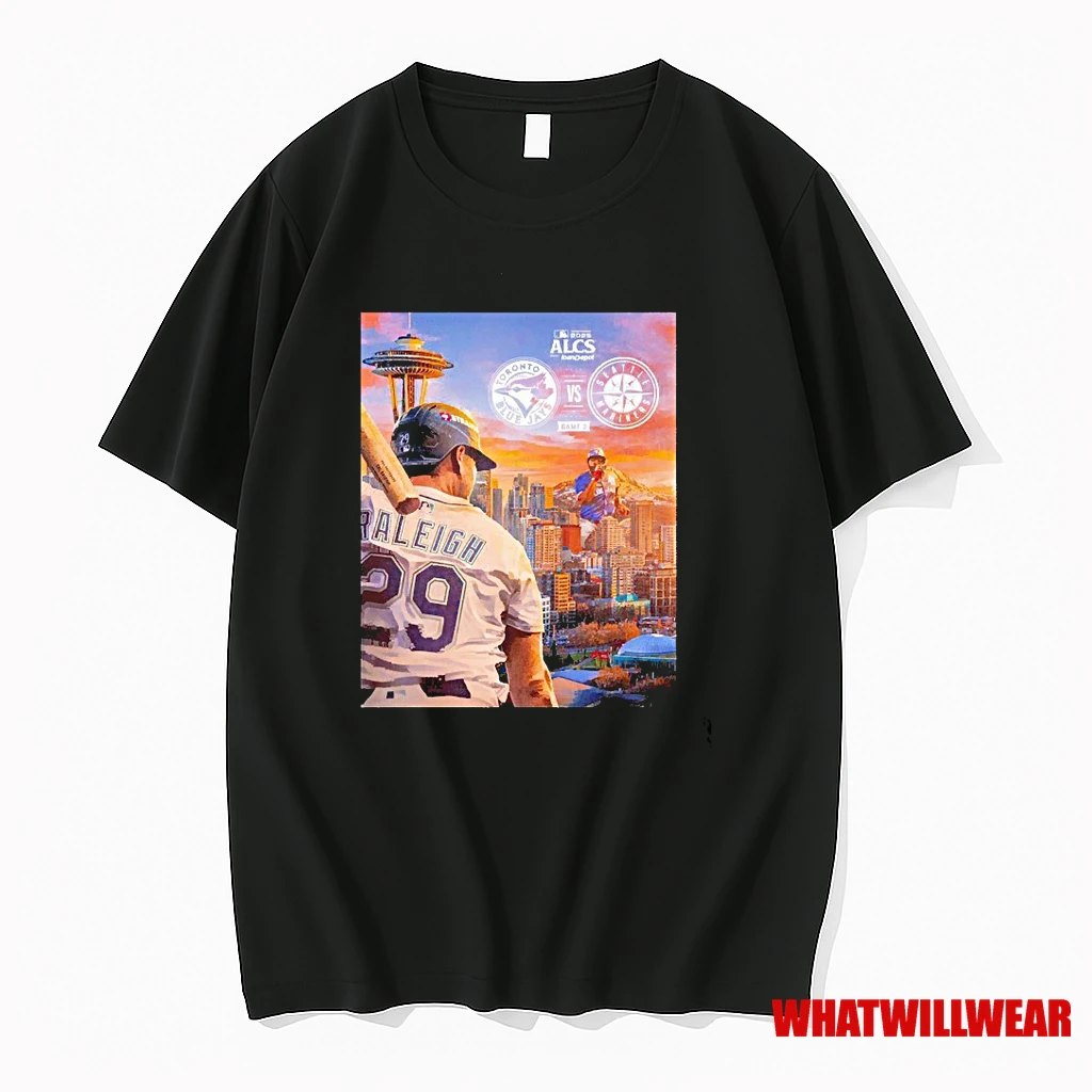 Toronto Blue Jays Vs Seattle Mariners Mlb 2025 Alcs Game 3 City Skyline Graphic Shirts