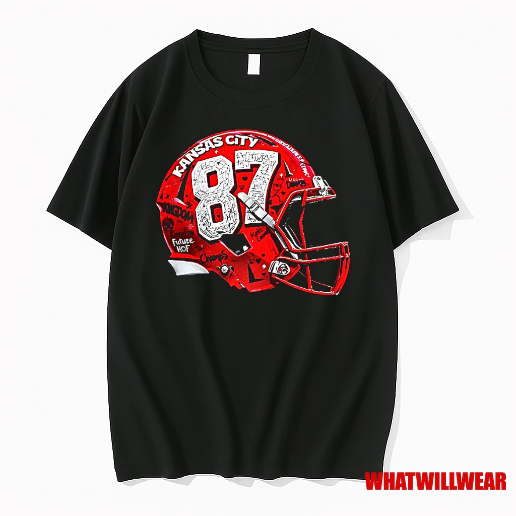 Travis Kelce Kansas City Chiefs Football 87 Graffiti Helmet Shirts