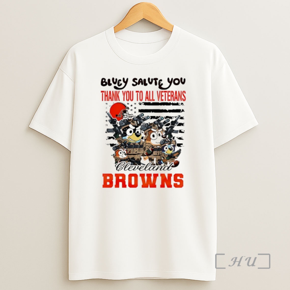 Trending Cleveland Browns Bluey Salute You Thank You To All Veterans Premium Shirt Sweatshirt Tee