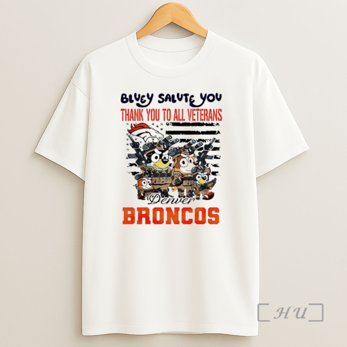 Trending Denver Broncos Bluey Salute You Thank You To All Veterans Premium Shirt Sweatshirt Tee